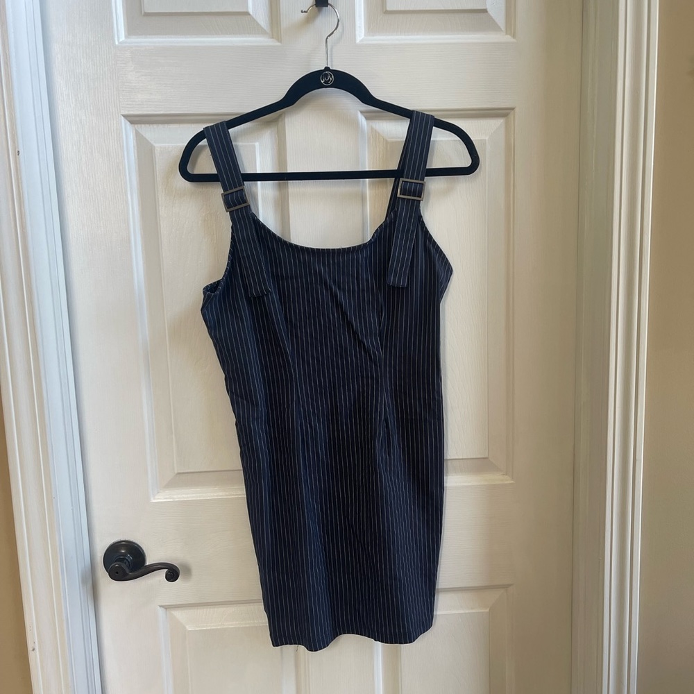 Navy and white striped dress